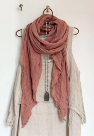 BYPIAS,  BOHEMIANA CROCHET MESH SCARF BLUSH