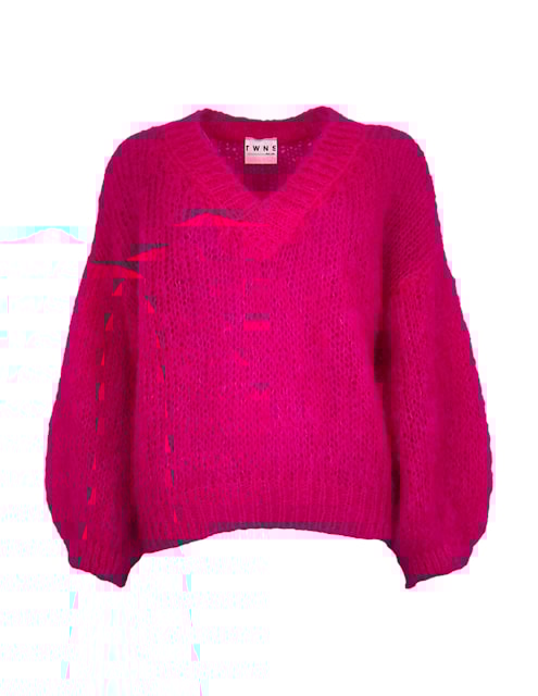 TWNS ENGELWOOD V-NECK FLUFFY TRUI NEON PINK
