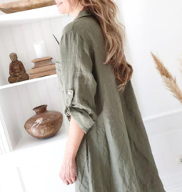 BYPIAS BOHEMIANA FOOL FOR LOVE LINEN TUNIC, OLIVE