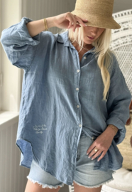 BYPIAS BOHEMIANA BREEZY BLOUSE DENIM BLUE