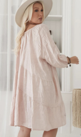 BYPIAS BOHEMIANA CALLIE LINEN DRESS, LIGHT PINK