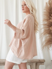 BYPIAS BOHEMIANA RELAX LINEN SHIRT, POWDER PINK