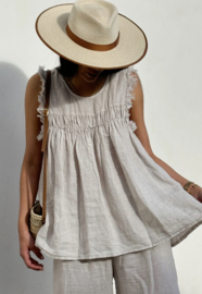 BYPIAS , BOHEMIANA LINNEN TOP CHANTEL SAND