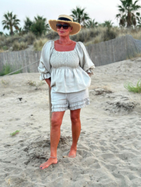 BYPIAS MYKONOS LINEN SHORTS, NATURAL