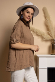 Blouse linnen Lieve Camel