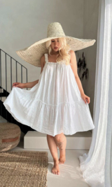 Bypias Bohemiana Babydoll Linen Dress, White