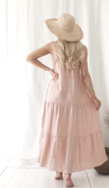 BYPIAS BOHEMIANA BONFIRE LINEN DRESS, PASTEL PINK