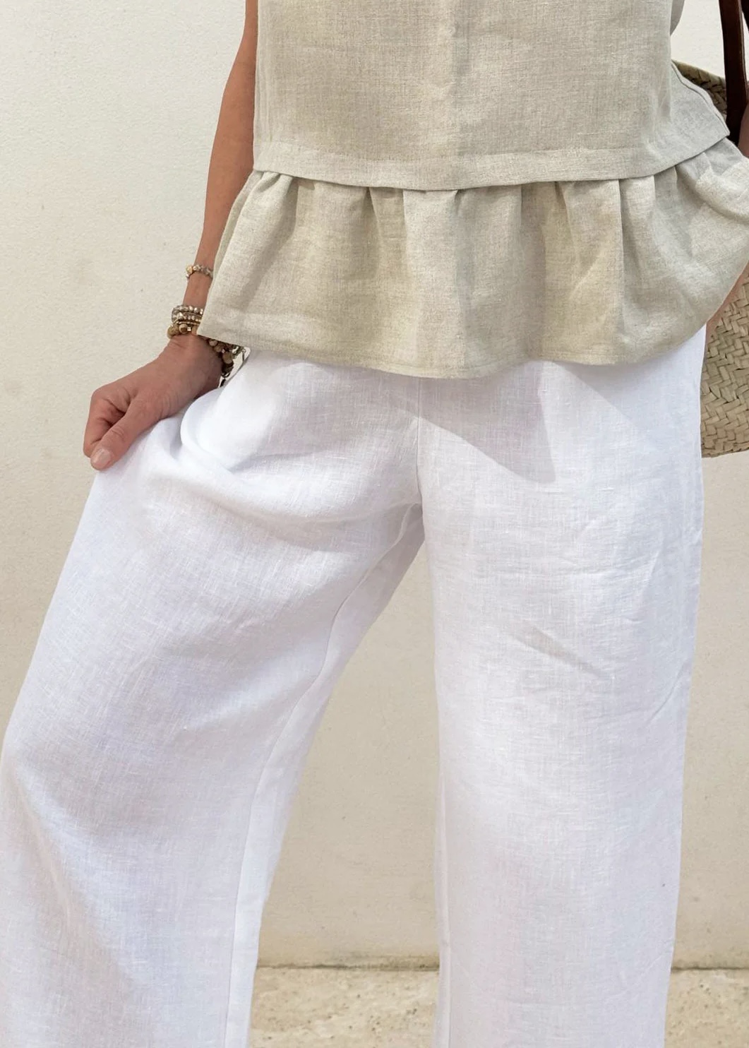 BYPIAS, MALLORCA PELLAVA BROEK WIT
