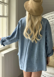 BYPIAS BOHEMIANA BREEZY BLOUSE DENIM BLUE