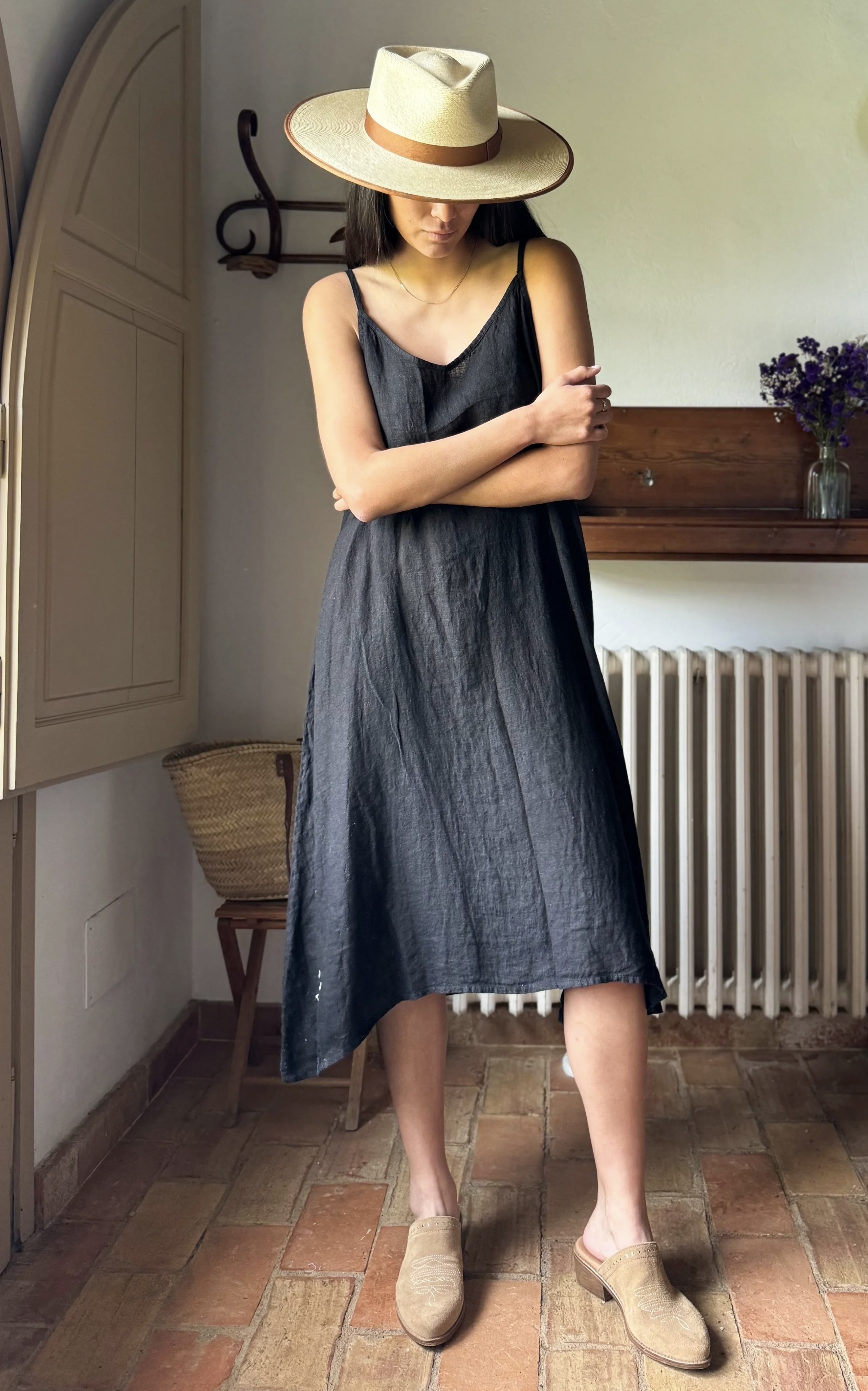 BYPIAS,  BOHEMIANA JAMIE LINNEN DRESS BLACK