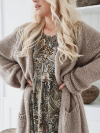 BYPIAS BOHEMIANA SLOWLY MORNING CARDIGAN, TAUPE