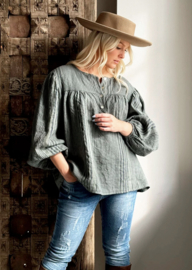 BYPIAS , BOHEMIANA  BLOUSE TROPEA KHAKI