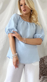 Bypias louise linnen blouse, oxfort blue