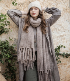 BYPIAS BOHEMIANA MUFFY MOHAIR SCARF, TAUPE