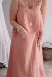 BOHIEMIANA. AMANDINE LINNEN DRESS BLUSH