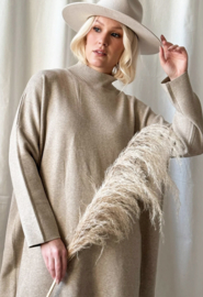 BYPIAS, BOHEMIANA VIVELLA  KNIT DRESS TAUPE
