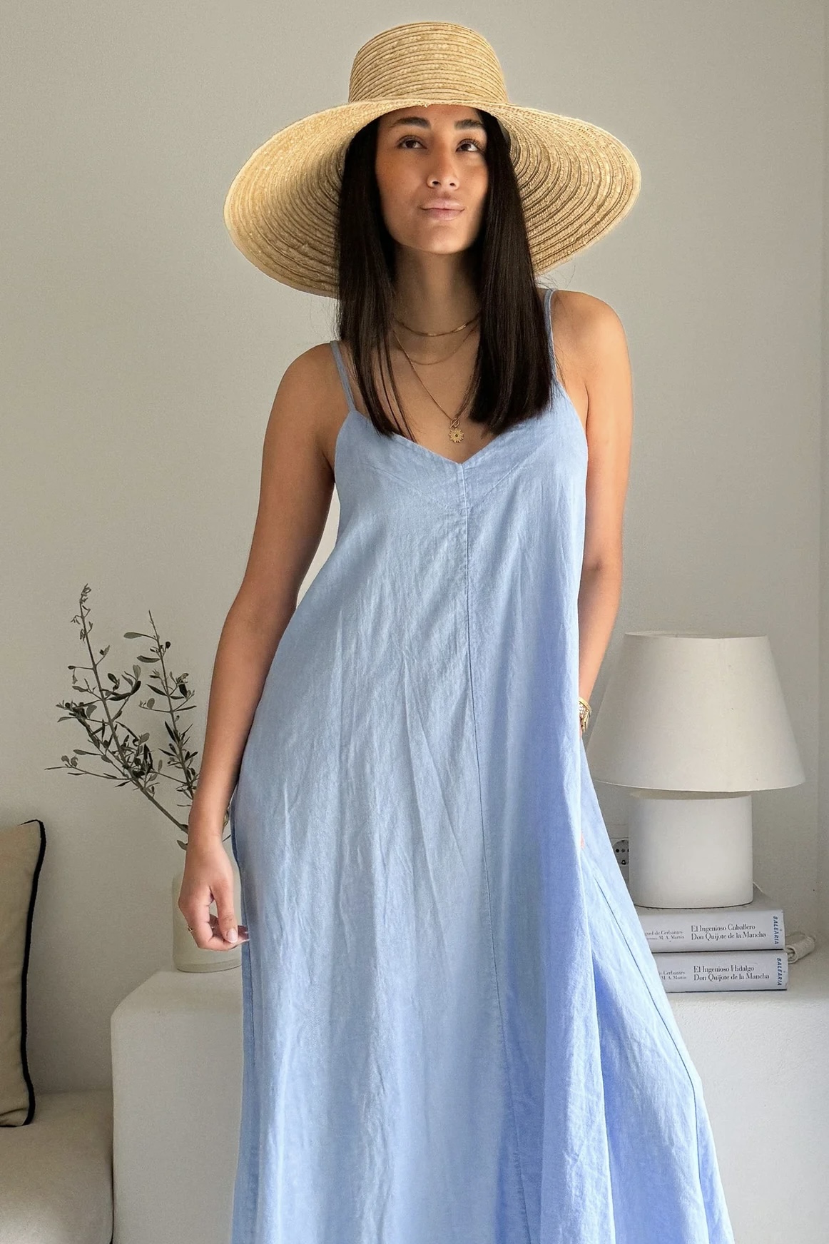 BYPIAS, BOHEMIANA  SUNNY ESCAPE LINNEN DRESS HEAVENLY BLUE