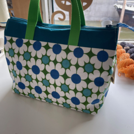 Retro blauw margriet L zipper project bag
