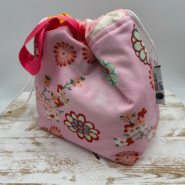 Pink flowers project bag