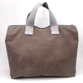 Grijze oilskin XL zipper project bag