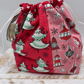 Red Pink cat Christmas project bag