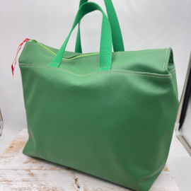 Green Leather -  XL zipper project bag