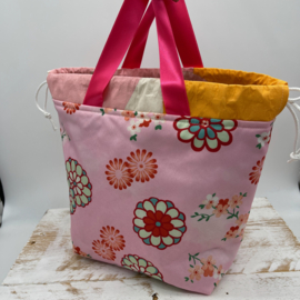 Pink flowers project bag