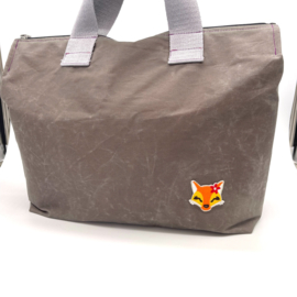Grey oilskin XL zipper project bag