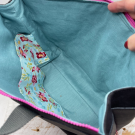 Black Leather -  XL zipper project bag
