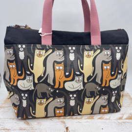 Brown Cats L zipper project bag
