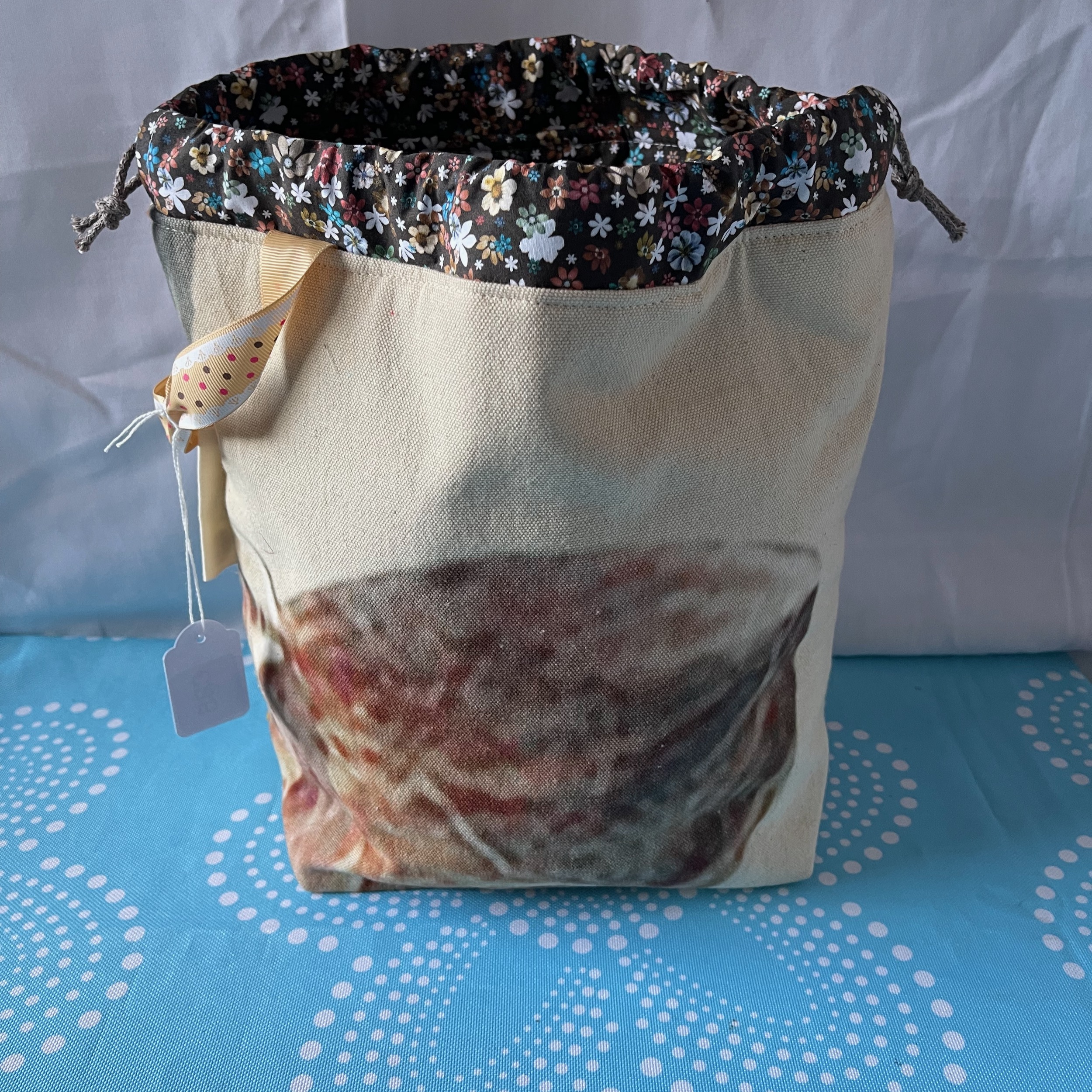 Ecru geborduurd project bag