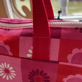 Retro roze L zipper project bag