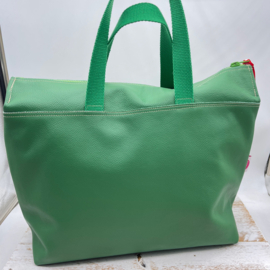 Green Leather - XL zipper project bag