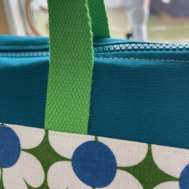 Retro blauw margriet L zipper project bag