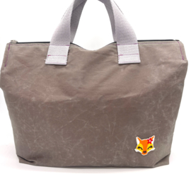 Grey oilskin XL zipper project bag
