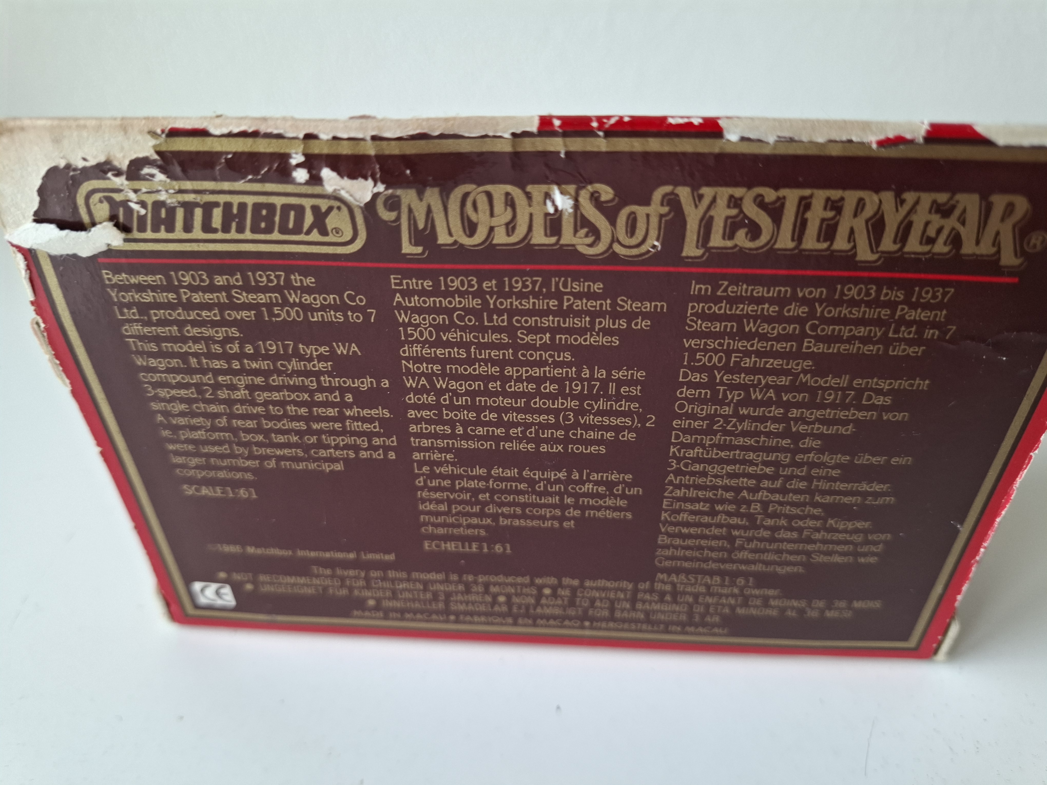 Matchbox models of yesterday -Y-8  1917  Yorkshire steam wagon
