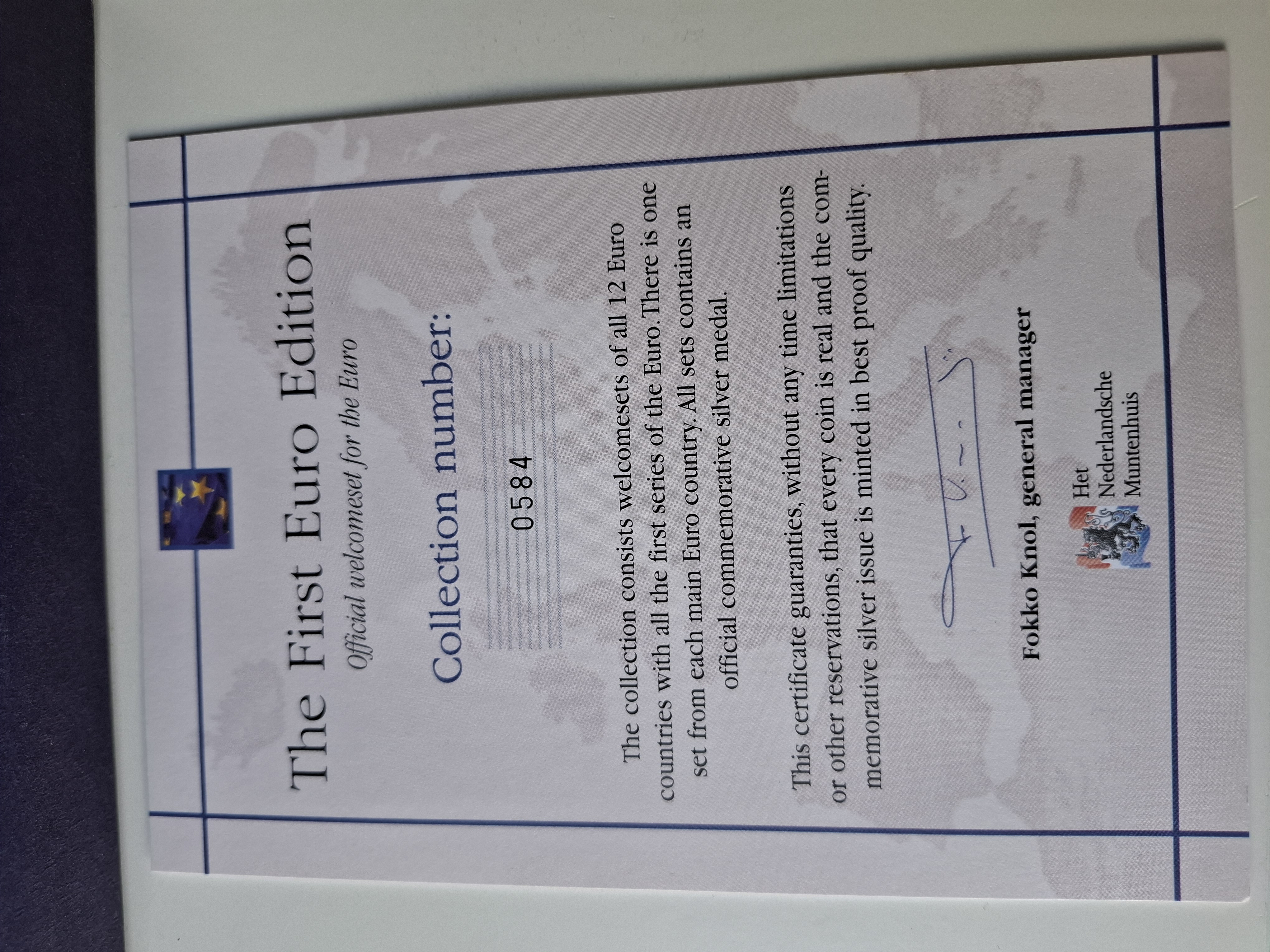 Muntenset met certificaat van de 1e twaalf Eurolanden