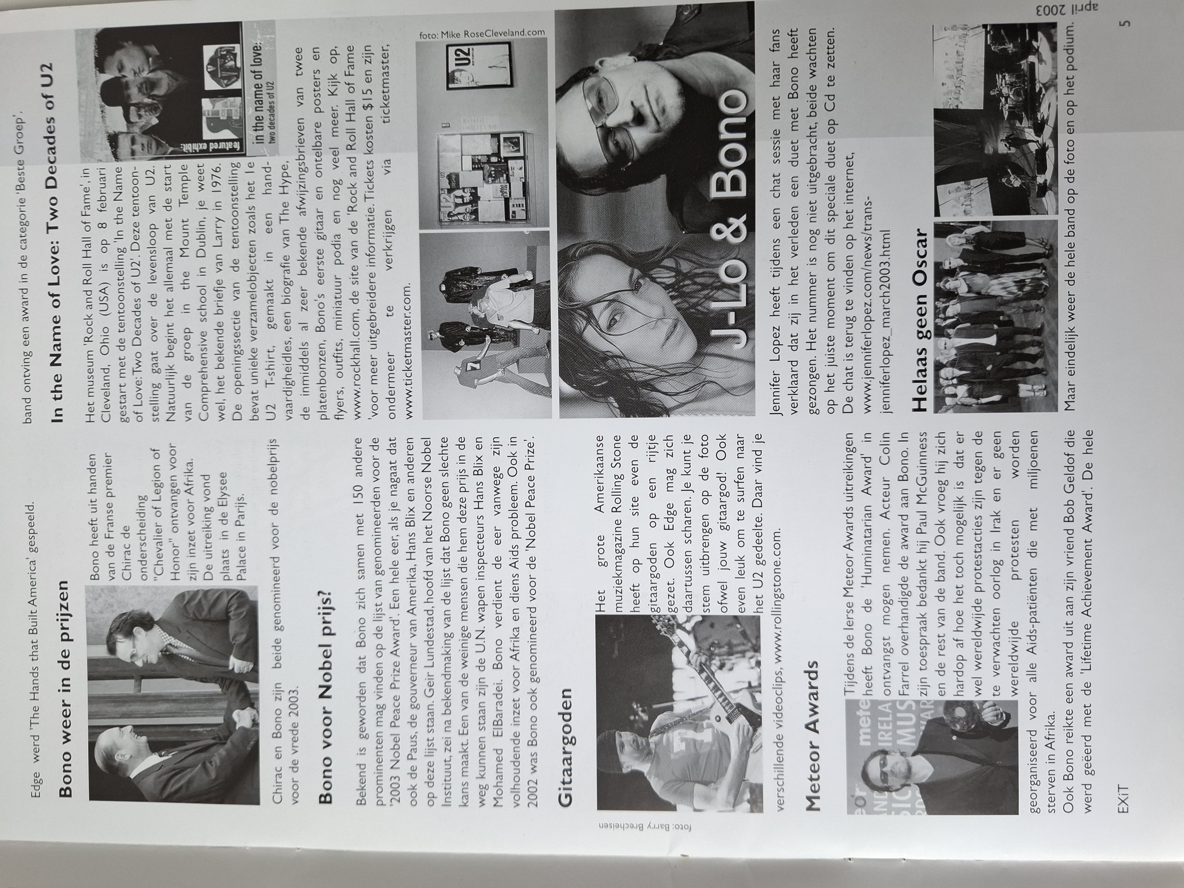 EXIT Tijdschrift fanclub U2