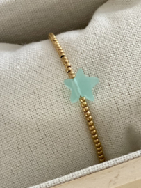 Armband star Goud - lichtblauw