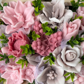 Bruin-wit, cherry en pastel cherry - kleurcode: 160