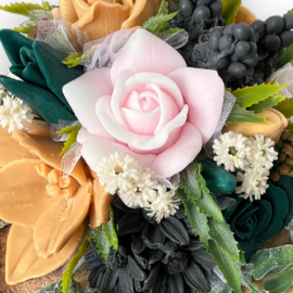 Donker groen, goud, roze en zwart - kleurcode: 342