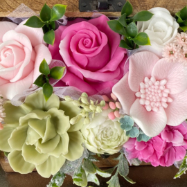 Magenta, pistache, roze en wit - kleurcode: 63