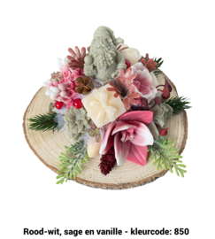 Zeepbloemen op boomschijf (met kerstman en cadeautje erin)
