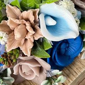 Blauw, bruin-wit, choco en koningsblauw - kleurcode: 0701