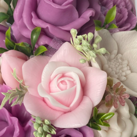 Roodpaars, roze en wit - kleurcode: 891
