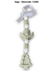 Kerst ketting met engel, 2 blokjes en dennenboom