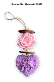 Zeepketting met bloem en hart