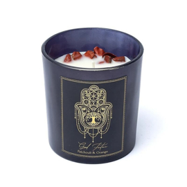 Manifestatiekaars - Good Fortune - Rode Jaspis - Patchouli & Orange - 120 gr - Song of India