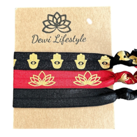 Set van 3 elastiekjes - Red Lotus