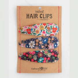 Haarclips - Bloemen - Fluweel - 3 stuks